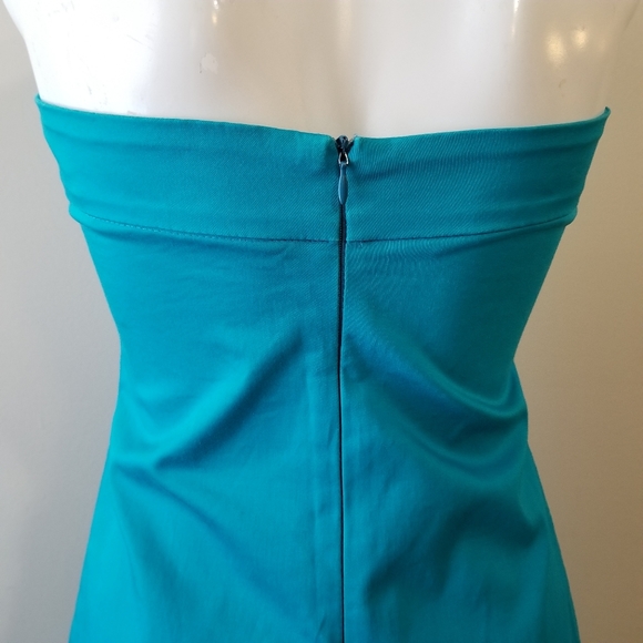 Aqua blue strapless fitted dress - Picture 6 of 11